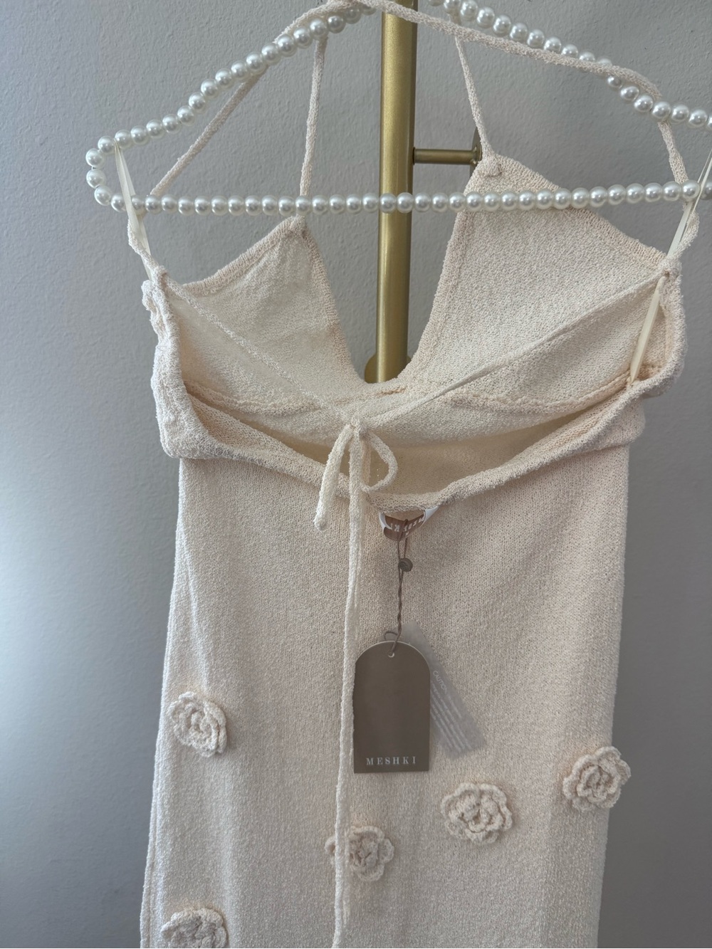 MESHKI Suki Knit Maxi Dress With Flowers - Nude - Picture 7 of 12